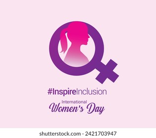 International women's day concept poster. Woman sign illustration background. 2024 women's day campaign theme- #InspireInclusion