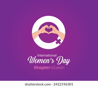 International women's day concept poster. Woman sign illustration background. 2024 women's day campaign theme- #InspireInclusion