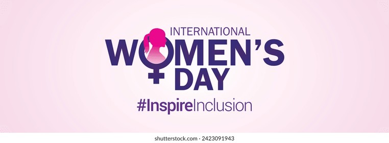 International women's day concept poster. Woman sign illustration background. 2024 women's day campaign theme- #InspireInclusion