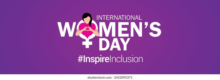 International women's day concept poster. Woman sign illustration background. 2024 women's day campaign theme- #InspireInclusion