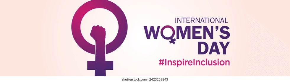 International women's day concept poster. Woman sign illustration background. 2024 women's day campaign theme- #InspireInclusion