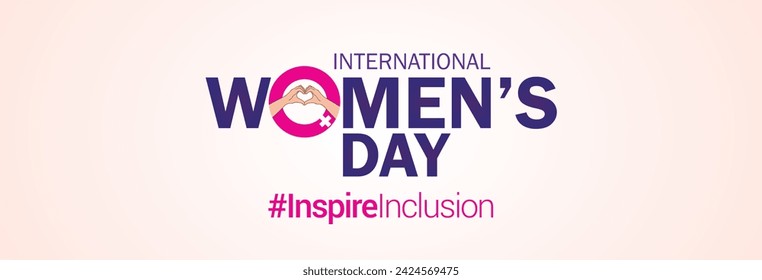 International women's day concept poster. Woman sign illustration background. 2024 women's day campaign theme- #InspireInclusion