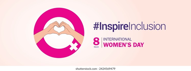 International women's day concept poster. Woman sign illustration background. 2024 women's day campaign theme- #InspireInclusion