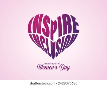 International women's day concept poster. Woman sign illustration background. 2024 women's day campaign theme- #InspireInclusion typo vector.