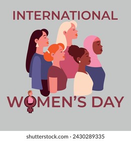 International Women's Day concept poster template, and typography. Woman sign illustration background campaign theme