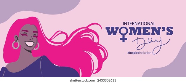 International women's day concept poster. Woman sign illustration background. 2024 women's day campaign theme