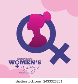 International women's day concept poster. Woman sign illustration background. 2024 women's day campaign theme