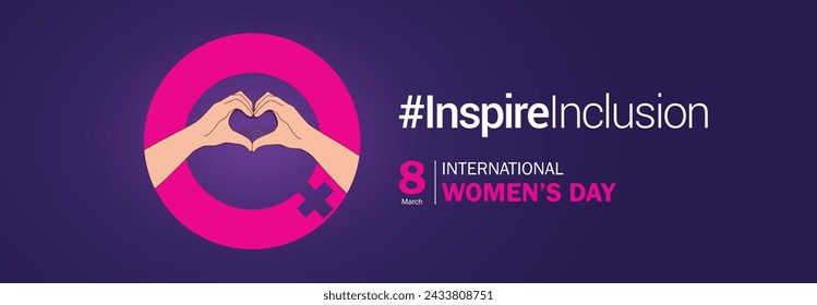 International women's day concept poster. Woman sign illustration background. 2024 women's day campaign theme- #InspireInclusion