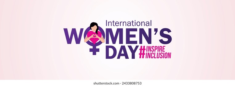 International women's day concept poster. Woman sign illustration background. 2024 women's day campaign theme- #InspireInclusion