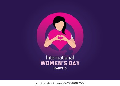 International women's day concept poster. Woman sign illustration background. 2024 women's day campaign theme- #InspireInclusion