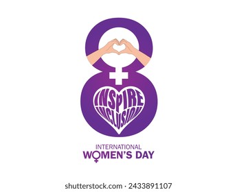 International women's day concept poster. Woman sign illustration background. 2024 women's day campaign theme- #InspireInclusion