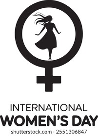 International women's day concept poster. Woman sign illustration background