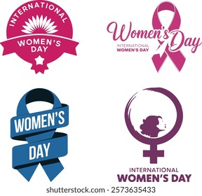 International women's day concept poster logo. Inspire Inclusion woman illustration background.