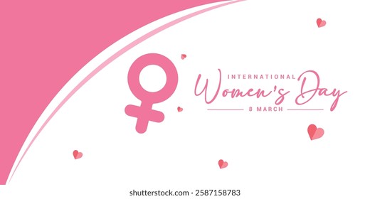 International women's day concept poster. Woman sign illustration background, Banner post women's day