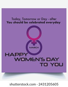 International women's day concept poster.Woman sign illustration. International Women's Day is celebrated on the 8th of March annually around the world. Vector illustration design.Happy Women's Day.