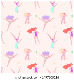 International Women's Day contemporary art vector seamless pattern in flat style, feminism concept and woman freedom summer endless illustration.