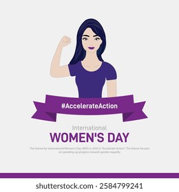 international women's day. international women's day creative banner, poster, social media post, postcard, background, template, greetings card, backdrop, cover design etc. Accelerate Action. IWD 2025