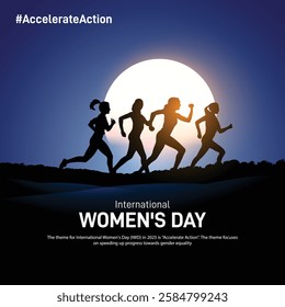 international women's day. international women's day creative banner, poster, social media post, postcard, background, template, greetings card, backdrop, cover design etc. Accelerate Action. IWD 2025