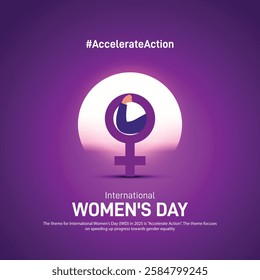 international women's day. international women's day creative banner, poster, social media post, postcard, background, template, greetings card, backdrop, cover design etc. Accelerate Action. IWD 2025