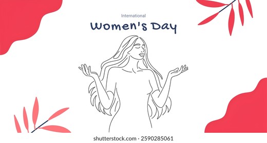 "INTERNATIONAL WOMEN's DAY" , CREATIVE BANNER illustration ,flat vector , useful for education ,celebrations and holidays.