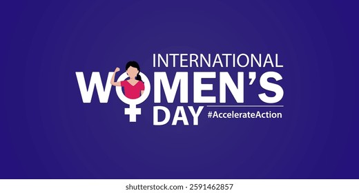  International Women's Day creative logo design isolated editable vector illustration concept poster. The woman signs 8 number background. 2025 Women's Day campaign theme - #AccelerateAction