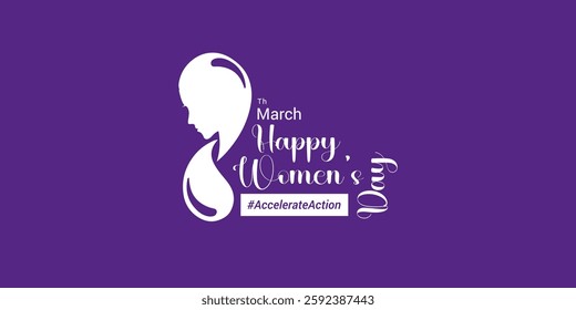 International Women's Day creative logo design isolated editable vector illustration concept poster. The woman signs 8 number background. 2025 Women's Day campaign theme - #AccelerateAction