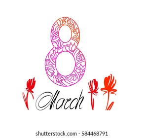 The international women's day design background. Vector illustration hand drawn.