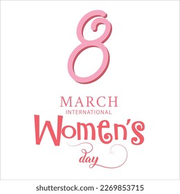 International Women's day design elements elegant 3d number flat texts 