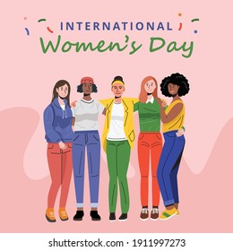 International women's day. Diverse group of young women