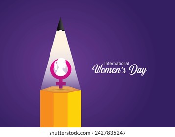 International women's day education concept poster. Woman sign illustration background. 