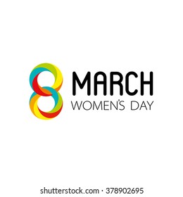 International Women's Day. Eight. Spring mood. March 8 Logo.