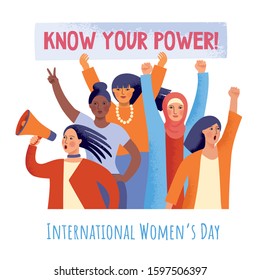 International Women's Day. Women's Empowerment Concept. Design for card, poster, flyer and other.