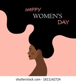 International Women's Day Feminism card with hand drawn cartoon characters of women for poster, flyer etc in modern flat minimalism style, vector illustration.