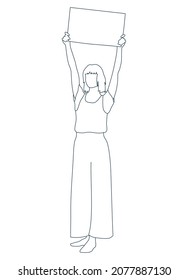International Women's Day Feminism card with hand drawn cartoon characters of women in modern flat minimalism style, vector illustration