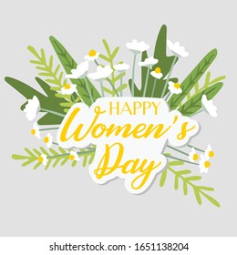 International Women's Day. Floral banner with field flowers. Vector illustration can be used for invitation, greeting card, poster, flyer, etc. 8 March. 
