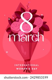 International women's day flyer with flowers 8 march