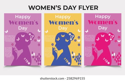 International Women's Day Flyer, Happy Womens Day, Women's Day template for advertising, banners, leaflets and flyers. March 8th International womens rights day design