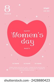 International women's day flyer with heart 8 march