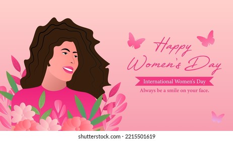 International Women's Day with girls face 