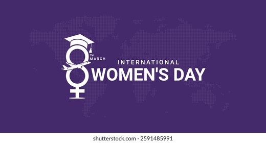 International Women's Day Graduate scholarship education study book school college teacher student creative concept idea poster banner design. Woman sign illustration background.