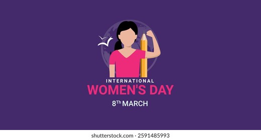 International Women's Day Graduate scholarship education study book school college teacher student creative concept idea poster banner design. Woman sign illustration background.