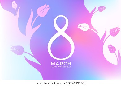 International Women's Day. Greeting card with tulips. 8 march