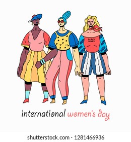 International women's day greeting card. Eight of march vector illustration. 