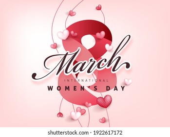 International women's Day greeting card banner template. Postcard on March 8.