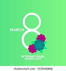 International Womens Day greeting card with with symbol of a women