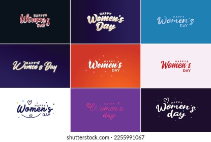 International Women's Day greeting card template with a floral design and hand-lettering text vector illustration