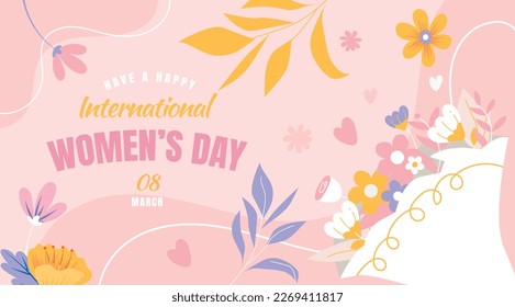 International Women's Day greeting card collection in different styles. 8 March posters design with lettering, womens, flowers and decorative elements. Ideal for print, postcard, social media, promo.