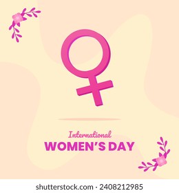 international womens day greeting card with vector female gender symbol	