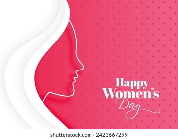 international womens day greeting card with line art face design vector