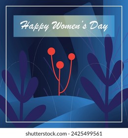 International Women's Day greeting card. Calligraphic hand written phrase and flowers. 8 march,